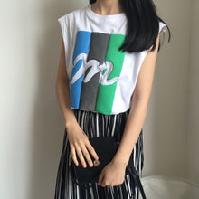 Summer New Women T-shirt Fashion Letter M Print Sleeveless Women Casual Tops Tees College Wild Girl T Shirt 71186 GS