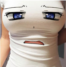 Summer T Shirt New Women Sexy T-shirt Summer Short Sleeve Funny Slim Big Eyes Print T Shirt Fashion Women Top Tees 71173 GS