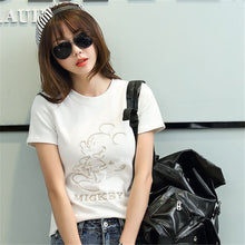 Summer Women Print T Shirt Fashion Animal Print Woman Mouse Print Tops O-Neck Short Sleeve Carton Embroidery t-shirt 71459 GS