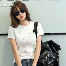 Summer Women Print T Shirt Fashion Animal Print Woman Mouse Print Tops O-Neck Short Sleeve Carton Embroidery t-shirt 71459 GS