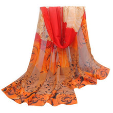 Scarf Women Beautiful Rose Print Pattern Chiffon Shawl Wrap Women Ladies Scarves Female Echarpe Hiver Femme GS