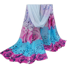 Scarf Women Beautiful Rose Print Pattern Chiffon Shawl Wrap Women Ladies Scarves Female Echarpe Hiver Femme GS