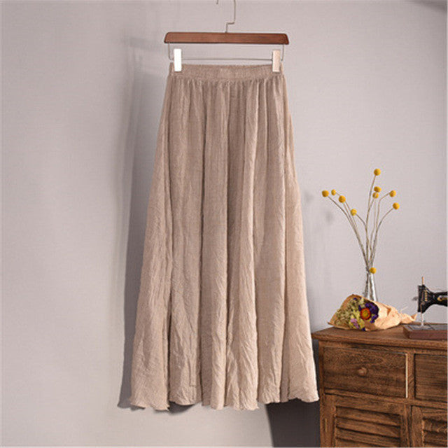 Women New Autumn Skirt Ankle-Length A-line Skirt Female Fashion Maxi Plus Size Faldas Saia Hot  71520 GS