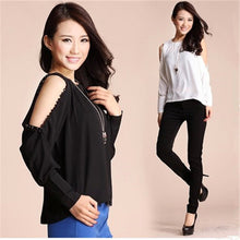 Women New Chiffon Plus Size Tops Full O-neck Blouse Off Shoulder Casaul Shirt With Button 70476 GS