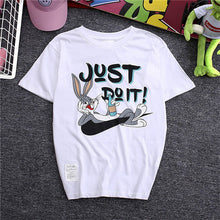 Women Summer Letter Just do it Print T Shirt Animal Print Men Rabbit Print Tops O-Neck Short Sleeve Couple t-shirt 71593 GS