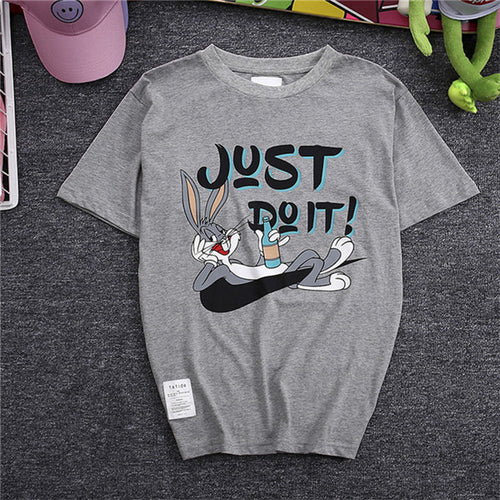 Women Summer Letter Just do it Print T Shirt Animal Print Men Rabbit Print Tops O-Neck Short Sleeve Couple t-shirt 71593 GS
