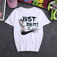 Women Summer Letter Just do it Print T Shirt Animal Print Men Rabbit Print Tops O-Neck Short Sleeve Couple t-shirt 71593 GS
