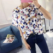 Women Summer Print T Shirt Casual Animal Print Woman Mouse Print Tops O-Neck Short Sleeve t-shirt 71438 GS