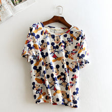Women Summer Print T Shirt Casual Animal Print Woman Mouse Print Tops O-Neck Short Sleeve t-shirt 71438 GS