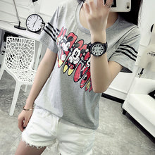 Women Summer Print T Shirt Fashion Animal Print Striped Woman Mouse Print Tops O-Neck Short Sleeve t-shirt 71433 GS