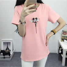 Women Summer Print T Shirt Fashion Animal Print Woman Mouse Print Tops O-Neck Short Sleeve t-shirt 71441 GS