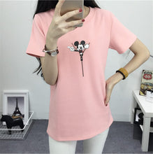 Women Summer Print T Shirt Fashion Animal Print Woman Mouse Print Tops O-Neck Short Sleeve t-shirt 71441 GS