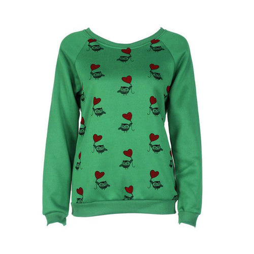 hot Selling Women Casual Long Sleeve Cute Owl Print T-Shirt Women Tops 3 Colors   Tee Shirts Femme GS
