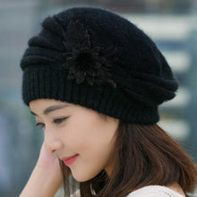Warm Hat For Women Knitted Wool Floral Gorros Skullies & Beanies Elegant Hats Female Ladies Bonnet Enfant GS