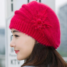 Warm Hat For Women Knitted Wool Floral Gorros Skullies & Beanies Elegant Hats Female Ladies Bonnet Enfant GS
