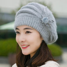 Warm Hat For Women Knitted Wool Floral Gorros Skullies & Beanies Elegant Hats Female Ladies Bonnet Enfant GS