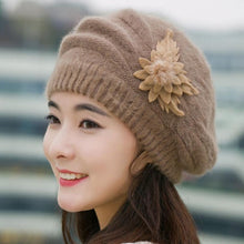 Warm Hat For Women Knitted Wool Floral Gorros Skullies & Beanies Elegant Hats Female Ladies Bonnet Enfant GS