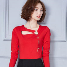 Autumn New Fashion Full Sleeve T-shirts Plus Size Female Chain t shirts Top O-neck Women Top 72201 GS