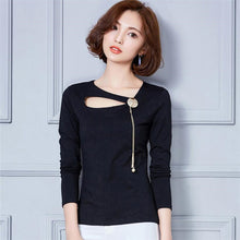 Autumn New Fashion Full Sleeve T-shirts Plus Size Female Chain t shirts Top O-neck Women Top 72201 GS