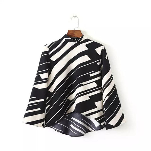 Autumn New Shirt Fashion Full Sleeve Casual Plus Size Female Women Blouse Stand Plus Size Patchwork Zip-up Tops 72089 GS