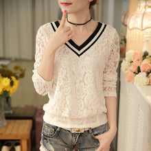 Blusas femininas Casual Women Hollow Out Blouses Long Sleeve Tops Autumn Stand Lace Print Shirts 71768 GS
