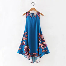 Brand New Vestidos Plus Size Sexy A-line Knee-Length Dress Brief Sleeveless O-neck Women Floral Print Dresses 72093 GS