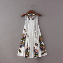 Brand New Vestidos Plus Size Sexy A-line Knee-Length Dress Brief Sleeveless O-neck Women Floral Print Dresses 72093 GS