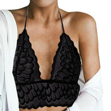 Fashion Black White Lace Crop Top Deep V Neck Halter Translucent Underwear Sheer Lace Strap Bustier Tops Cropped #1207 GS