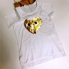 Fashion Female t shirts Short Sleeve T-shirts Plus Size Eye Embroidery Heart Sequined tshirt O-neck Women Tops 72527 GS