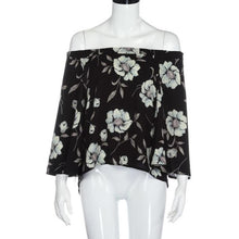 Fashion Flare Sleeve Women Off Shoulder Floral Print Casual Tops Women T Shirt Female camisetas mujer verano #23 GS