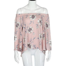 Fashion Flare Sleeve Women Off Shoulder Floral Print Casual Tops Women T Shirt Female camisetas mujer verano #23 GS