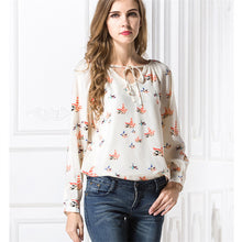 Fashion New Elegant Full Sleeve Chiffon Blouse Bow Tie Print Women Plus Size Tops Stand collar Shirt OL Blusas 72496 GS