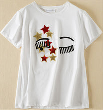 Fashion New Short Sleeve Star T-shirts Plus Size Female t shirts Casual Letter Print Top O-neck Women tshirts 72393 GS