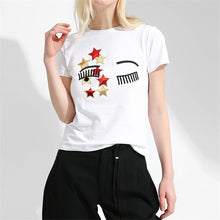 Fashion New Short Sleeve Star T-shirts Plus Size Female t shirts Casual Letter Print Top O-neck Women tshirts 72393 GS