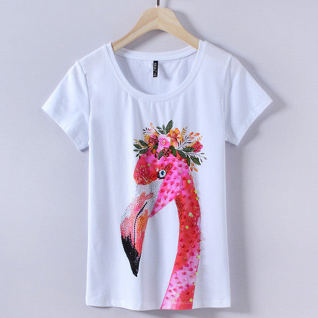 Fashion New Short Sleeve T-shirts Plus Size Female t shirts Casual Animal Print Top O-neck Women tshirts 72383 GS