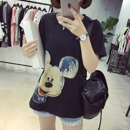 Fashion New Short Sleeve kawaii T-shirts Plus Size Female t shirts Cartoon Print Top O-neck Women Mouse tshirts 72391 GS