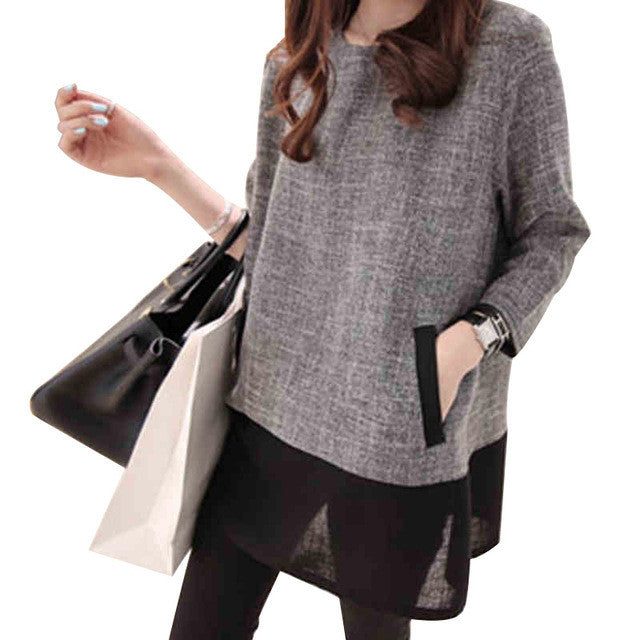 Fashion New Summer Long 3/5 Sleeve Blouse Women Plus Size Tops Casual Long Lace O-neck Patchwork Shirt M-5XL 71883 GS