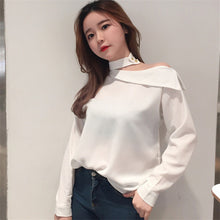 Fashion New Summer Off Shoulder Full Sleeve Blouse Women Plus Size Tops Chiffon Turn-down Shirt Sexy Blusas 72405 GS