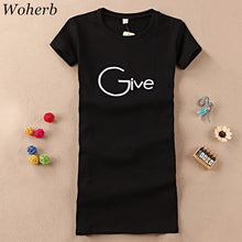 Fashion Short Sleeve T-shirts New Fashion Letter Give Embroidery T Shirts Casual Long Length Women Tops Plus Size 72655 GS