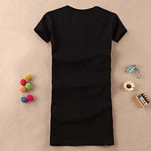 Fashion Short Sleeve T-shirts New Fashion Letter Give Embroidery T Shirts Casual Long Length Women Tops Plus Size 72655 GS