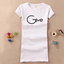 Fashion Short Sleeve T-shirts New Fashion Letter Give Embroidery T Shirts Casual Long Length Women Tops Plus Size 72655 GS