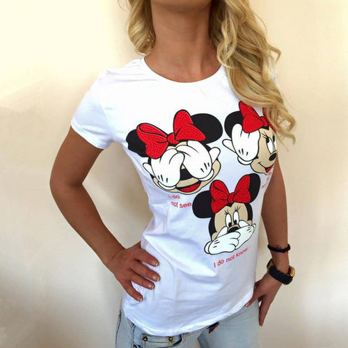 Fashion Short Sleeve T-shirts Plus Size Female T shirts Carton Letter Print Top O-neck Women t shirt 71275 GS