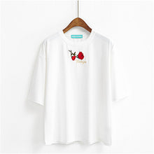 Fashion Summer Short Sleeve T-shirts New Fashion Letter Rose Floral Embroidery T Shirts Casual Women Tops Plus Size 72653 GS