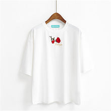 Fashion Summer Short Sleeve T-shirts New Fashion Letter Rose Floral Embroidery T Shirts Casual Women Tops Plus Size 72653 GS