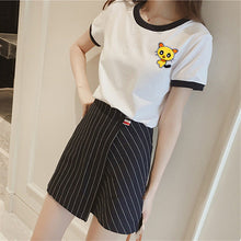 Fashion Summer Sleeve T-shirts Plus Size Cute Female T shirts Cartoon Embroidery Top O-neck Women t shirt 72417 GS