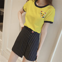 Fashion Summer Sleeve T-shirts Plus Size Cute Female T shirts Cartoon Embroidery Top O-neck Women t shirt 72417 GS