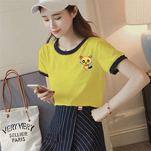 Fashion Summer Sleeve T-shirts Plus Size Cute Female T shirts Cartoon Embroidery Top O-neck Women t shirt 72417 GS