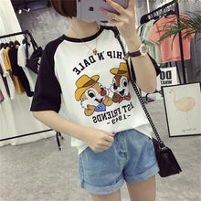 Fashion Summer Sleeve T-shirts Plus Size Female cute T shirts Cartoon Letter Print Top O-neck Women t shirt 72396 GS