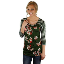 Fashion T-shirt Women Floral Print Splice O Neck Casual Tee Tops T Shirt Female ropa mujer Camisetas Femininas #1205 GS