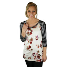 Fashion T-shirt Women Floral Print Splice O Neck Casual Tee Tops T Shirt Female ropa mujer Camisetas Femininas #1205 GS